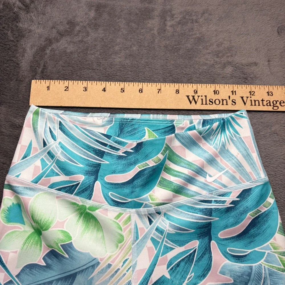 Nike Dri-FIT Leggings Womens S Blue Tropical Floral Palm CD9729-496 7/8 Crop